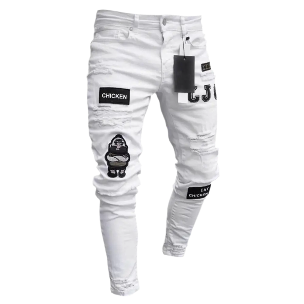 Mens punk Ripped Skinny Jeans Blue Slim Fit. High Quality Denim.goth clothing. Punk clothing.