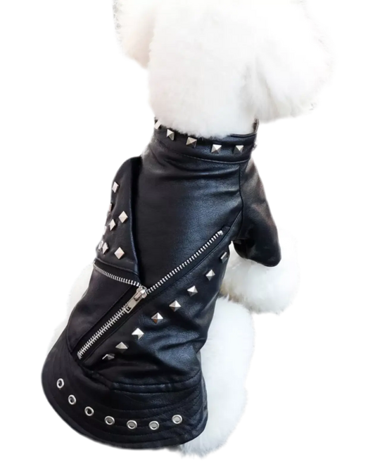gothpunk Black Leather Jacket Waterproof Small Dog Coats for Winter Pet Cat Clothes. Goth punk clothing
