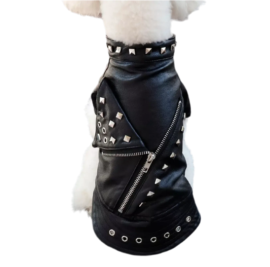 gothpunk Black Leather Jacket Waterproof Small Dog Coats for Winter Pet Cat Clothes. Goth punk clothing